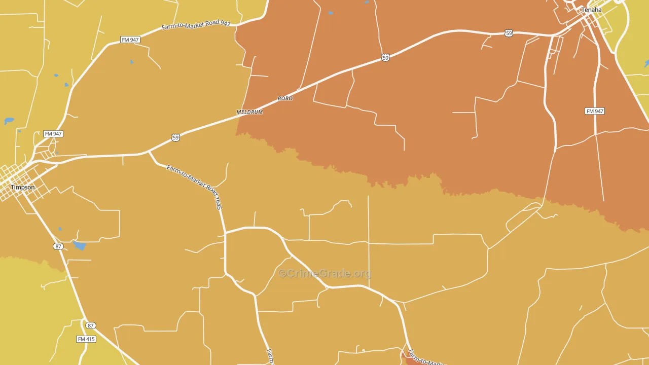 Meldrum, TX Map of Murder Rates