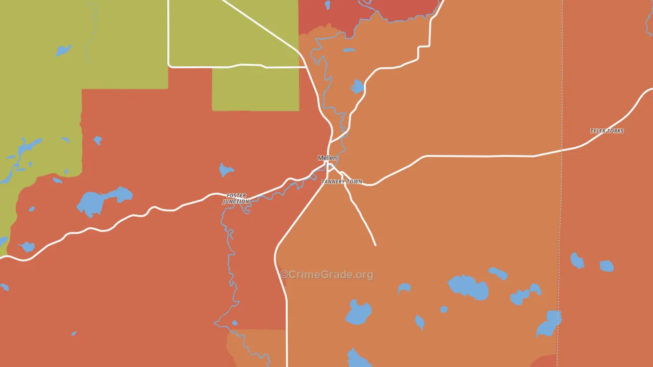 Mellen, WI Map of Murder Rates
