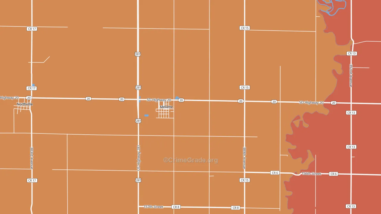 Mellette, SD Map of Murder Rates