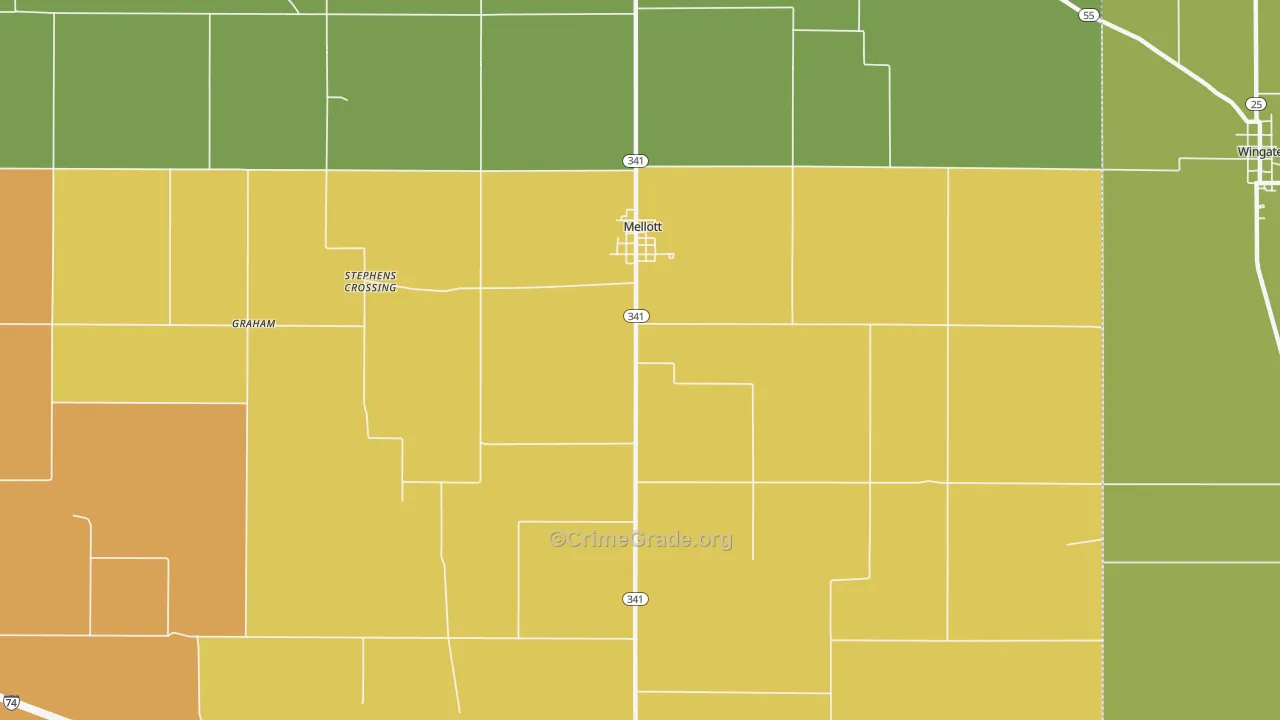 Mellott, IN Map of Murder Rates