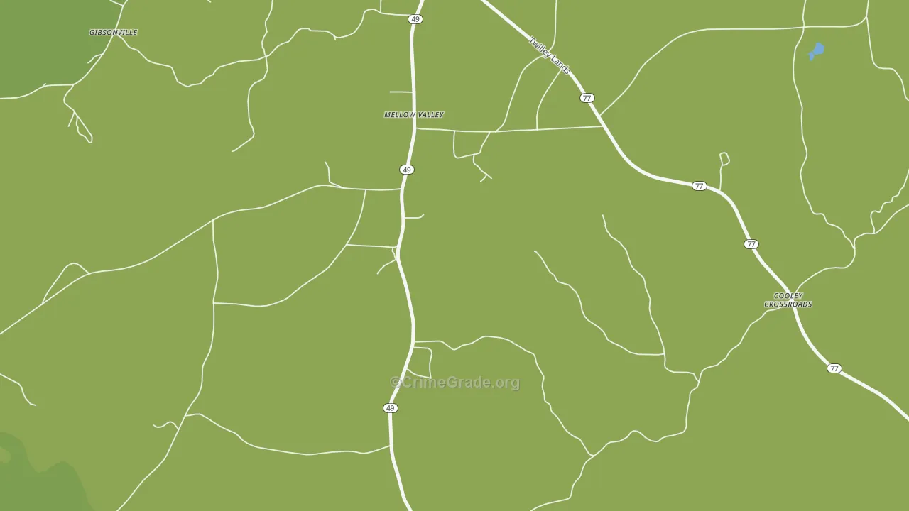 Mellow Valley, AL Map of Murder Rates