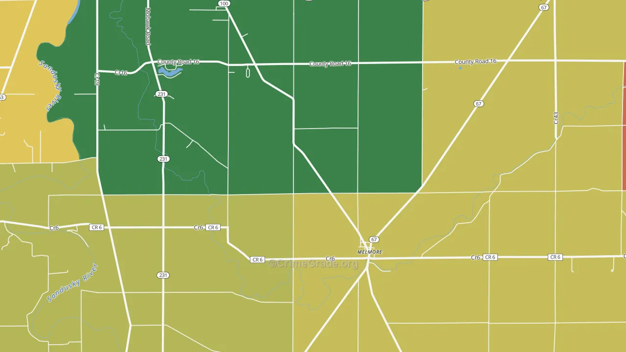 Melmore, OH Map of Murder Rates