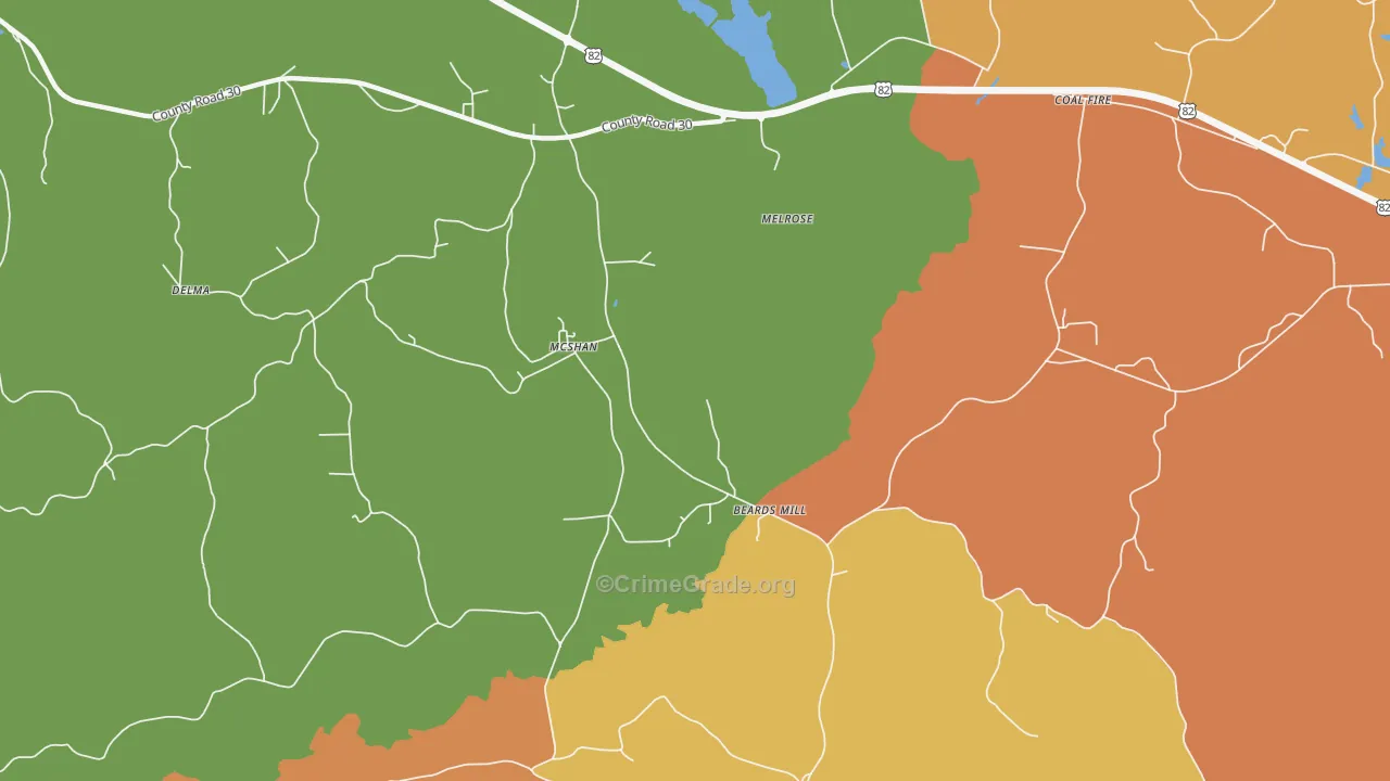 Melrose, AL Map of Murder Rates