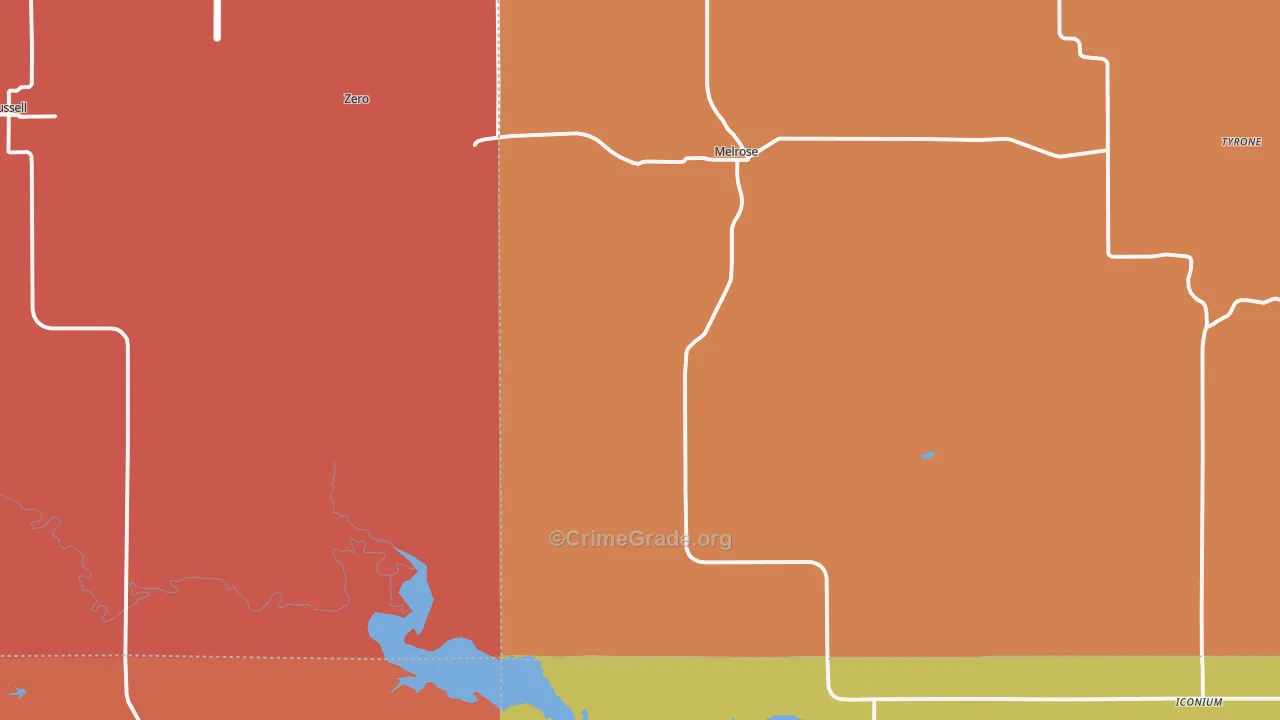 Melrose, IA Map of Murder Rates