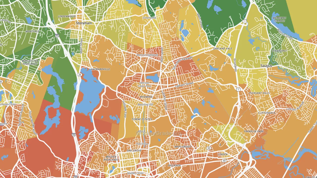 Melrose, MA Map of Murder Rates