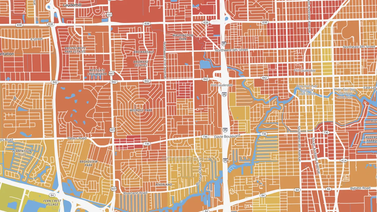 Melrose Manors, Fort Lauderdale, FL Map of Murder Rates