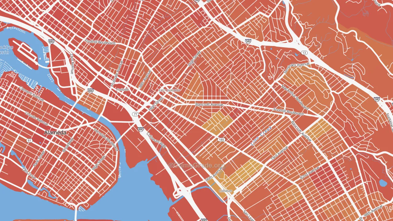 Melrose, Oakland, CA Map of Murder Rates