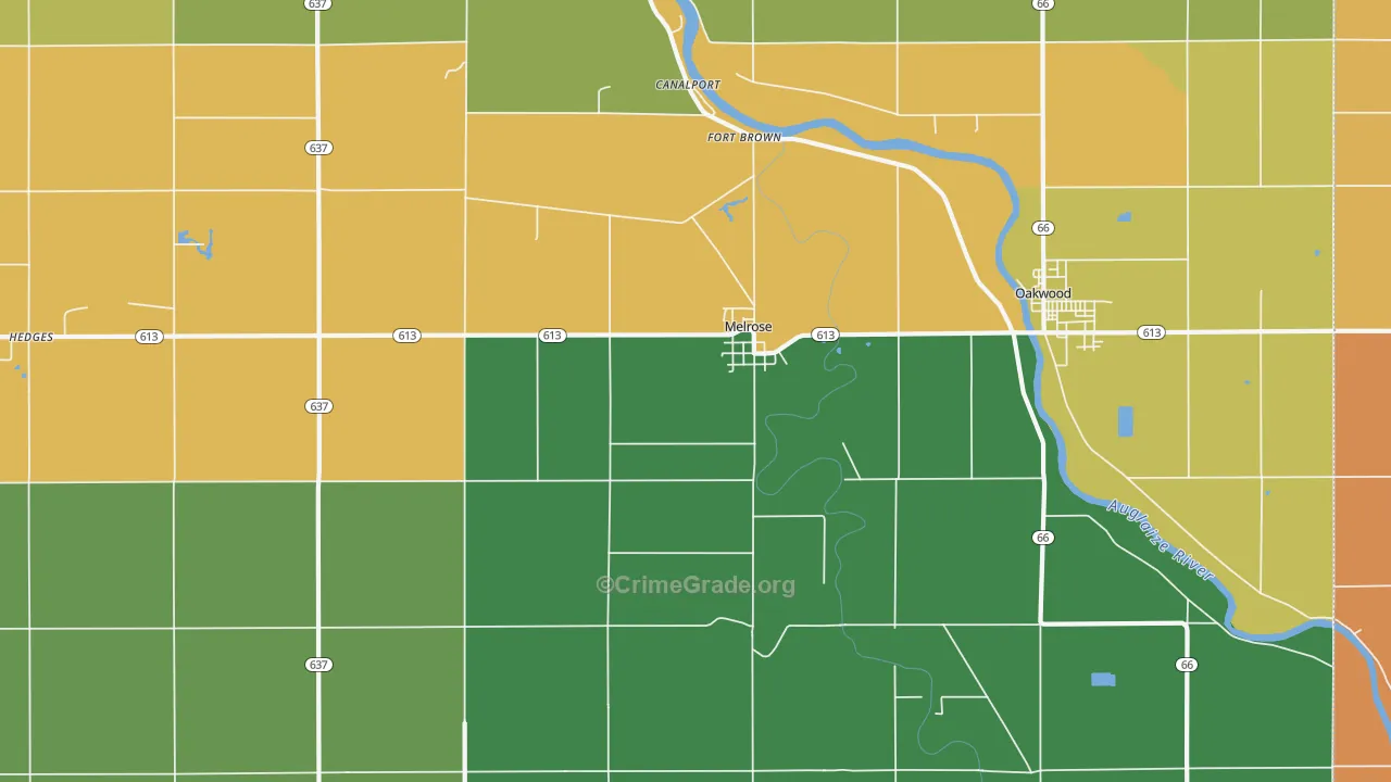 Melrose, OH Map of Murder Rates