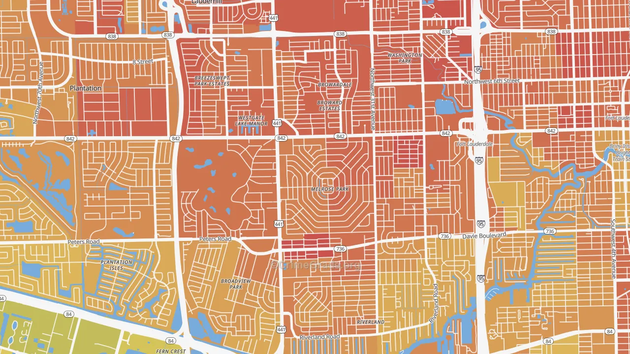 Melrose Park, Fort Lauderdale, FL Map of Murder Rates
