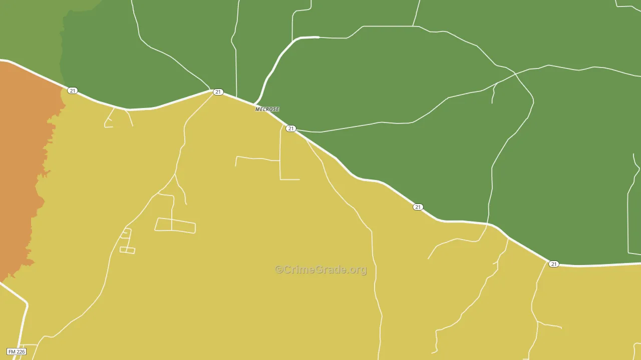 Melrose, TX Map of Murder Rates