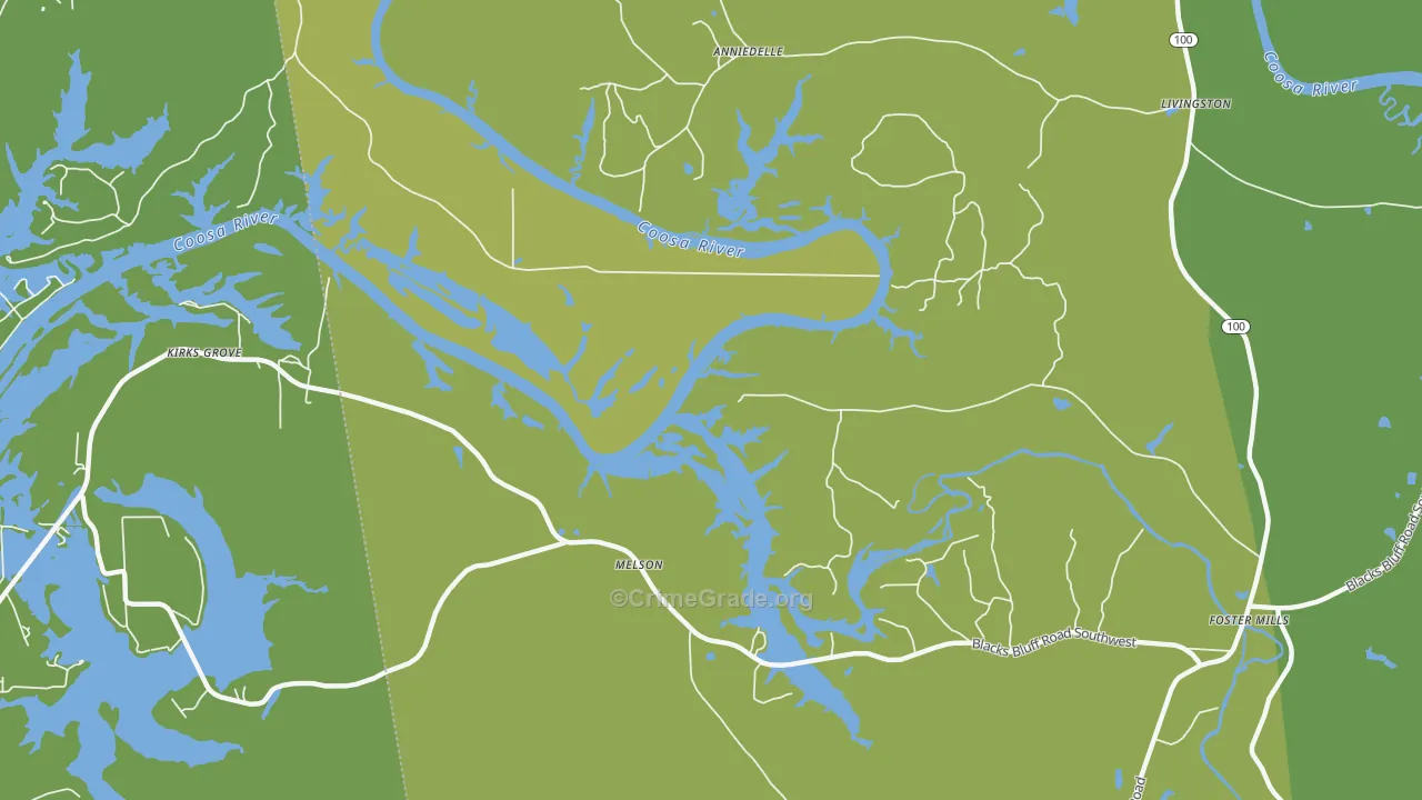 Melson, GA Map of Murder Rates
