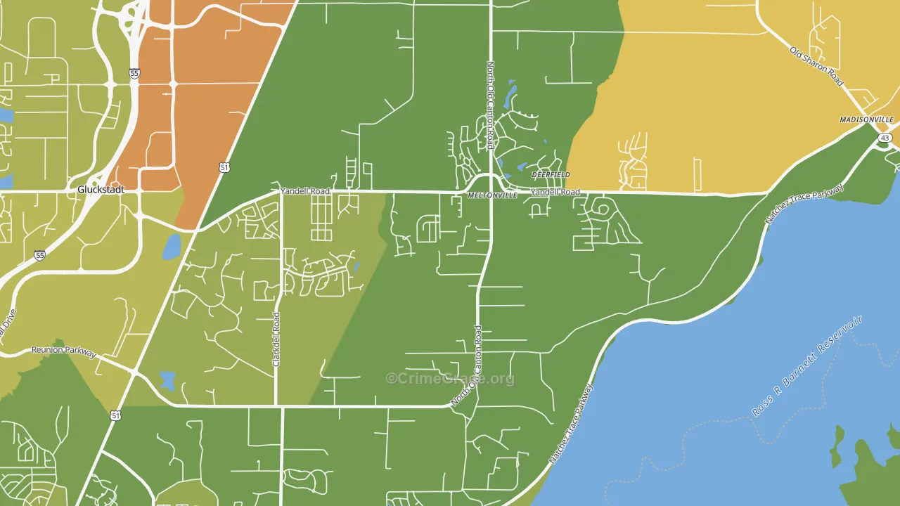 Meltonville, MS Map of Murder Rates