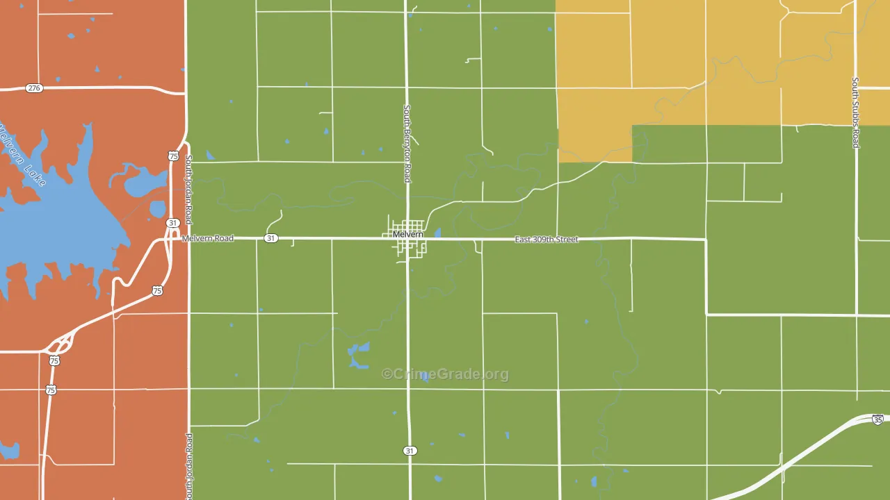 Melvern, KS Map of Murder Rates