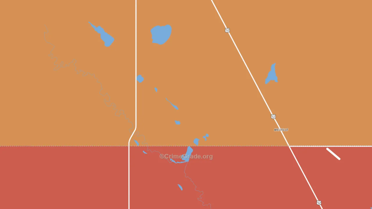 Melville, ND Map of Murder Rates