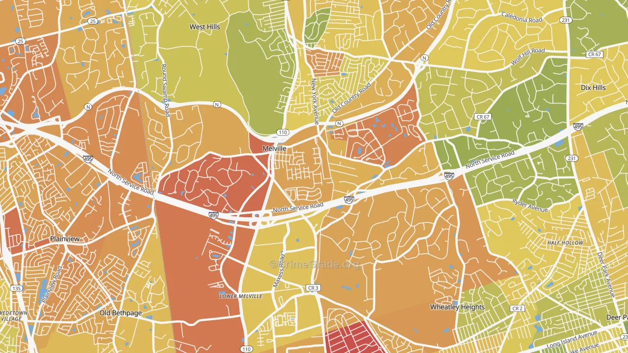 Melville, NY Map of Murder Rates