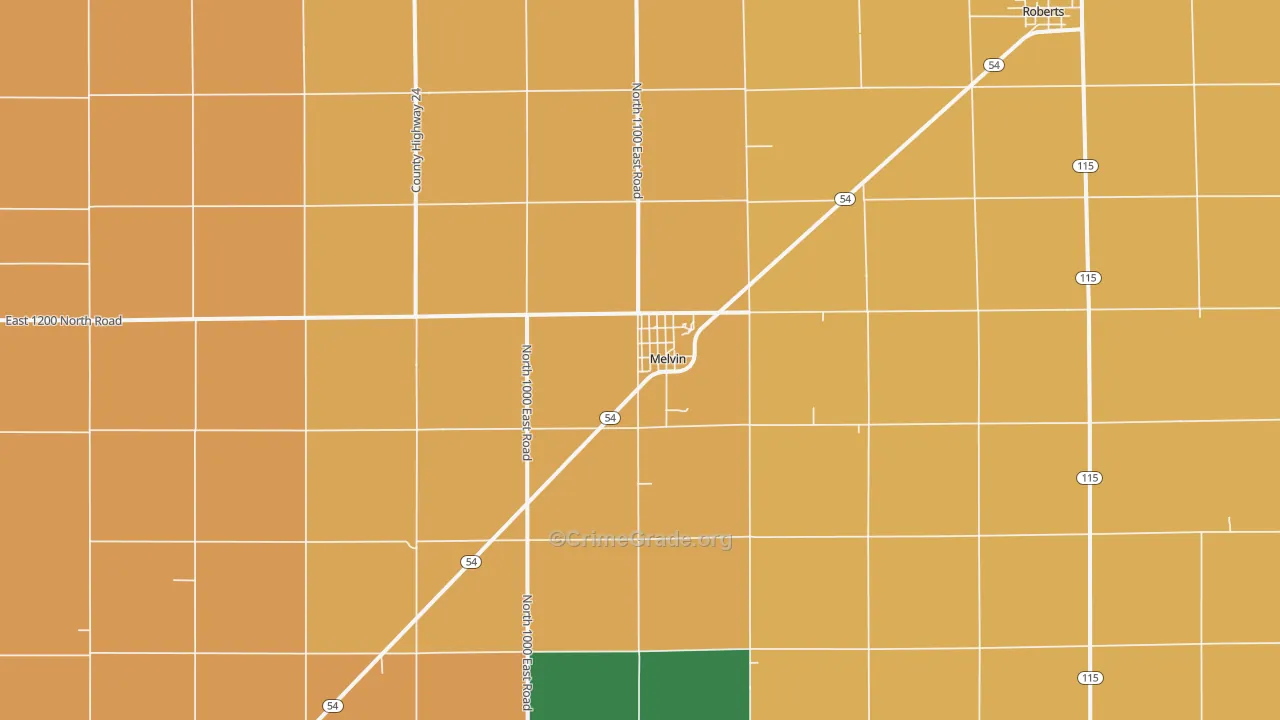 Melvin, IL Map of Murder Rates