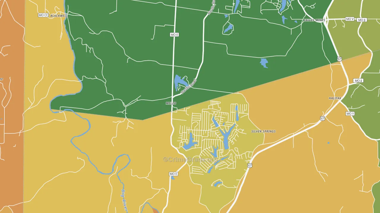 Melzo, MO Map of Murder Rates