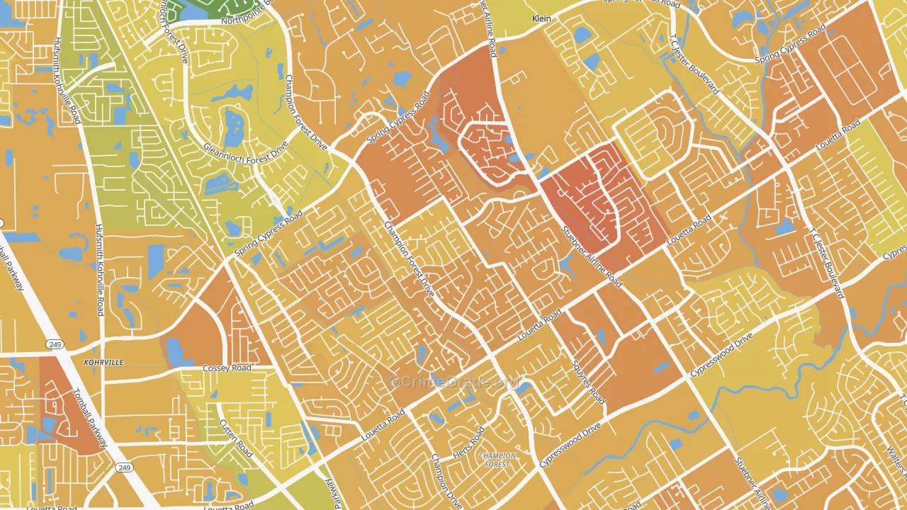 Memorial Northwest, Spring, TX Map of Murder Rates