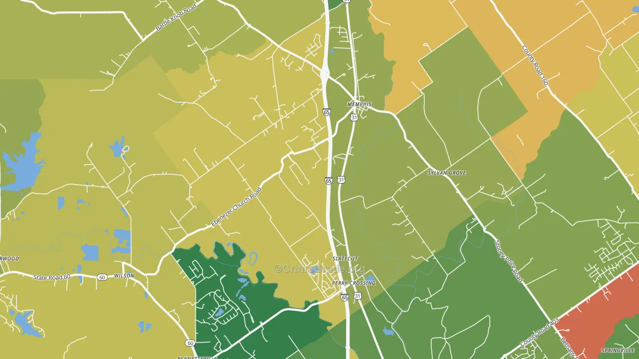Memphis, IN Map of Murder Rates