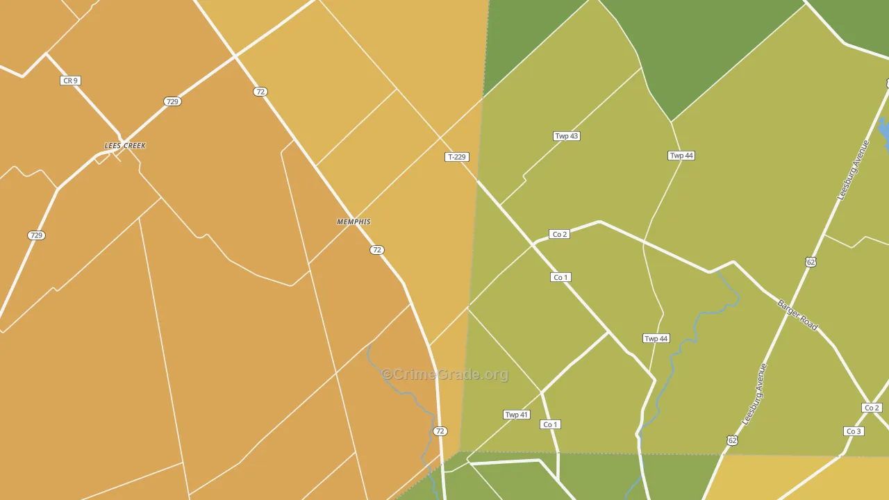 Memphis, OH Map of Murder Rates