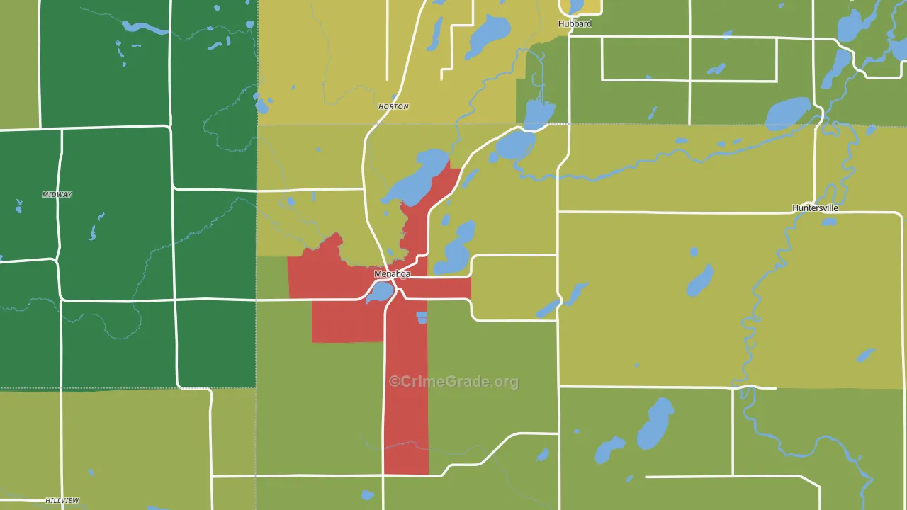 Menahga, MN Map of Murder Rates