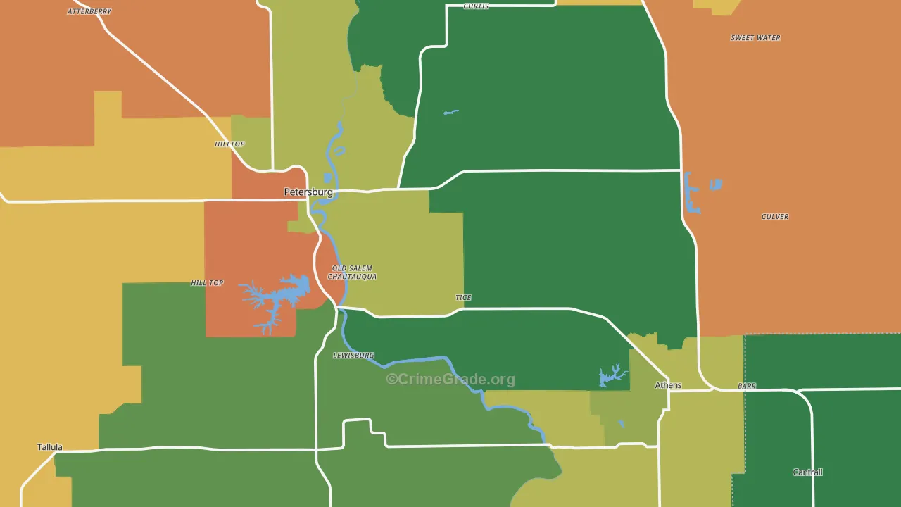Menard County, IL Map of Murder Rates