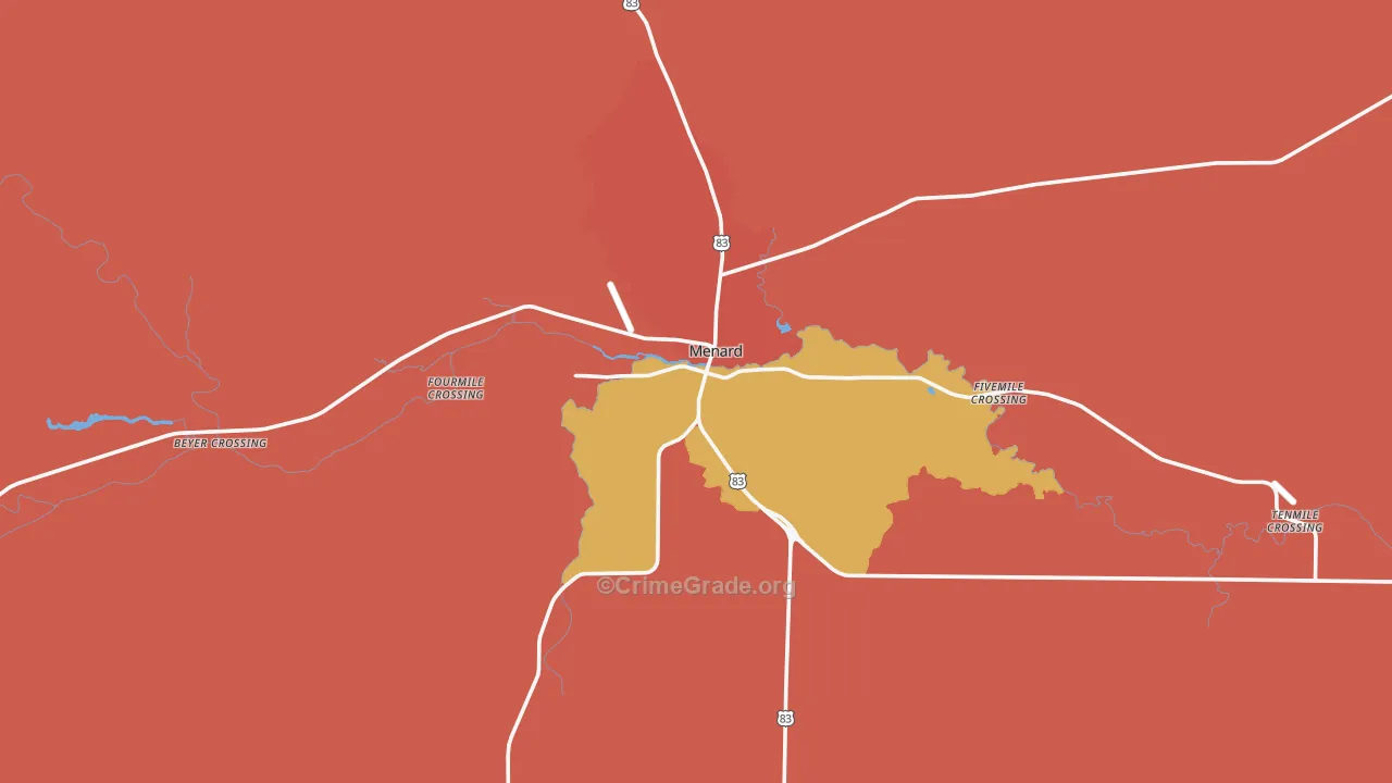 Menard, TX Map of Murder Rates