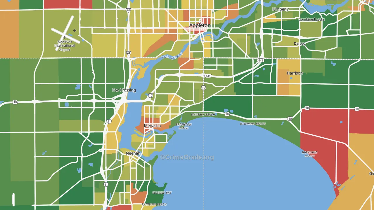 Menasha, WI Map of Murder Rates