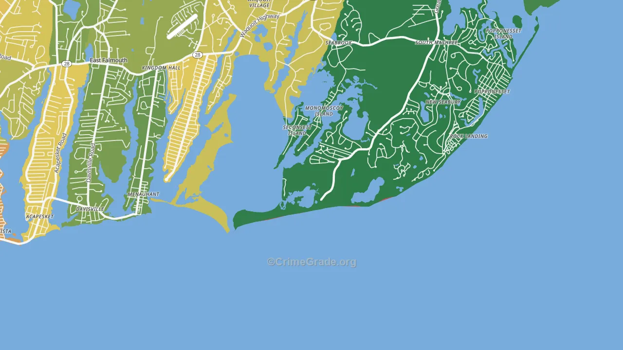 Menauhant, MA Map of Murder Rates