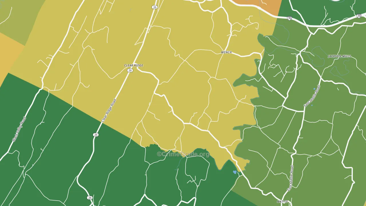 Mench, PA Map of Murder Rates
