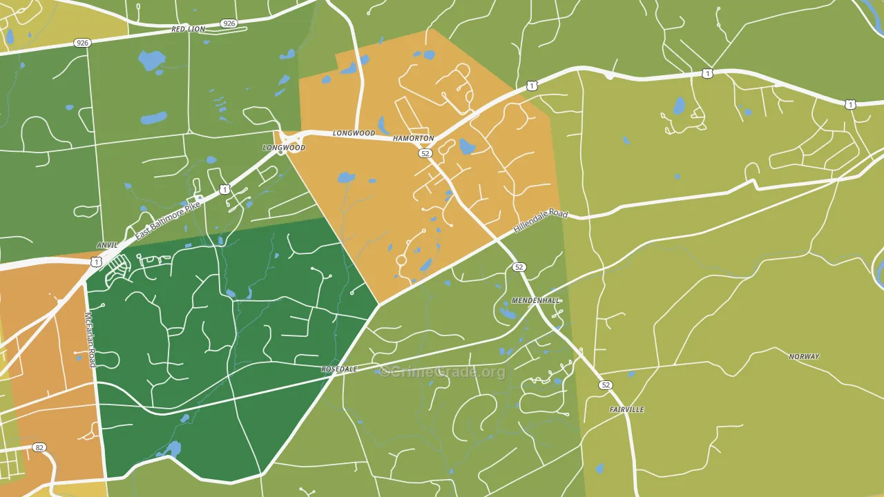Mendenhall, PA Map of Murder Rates