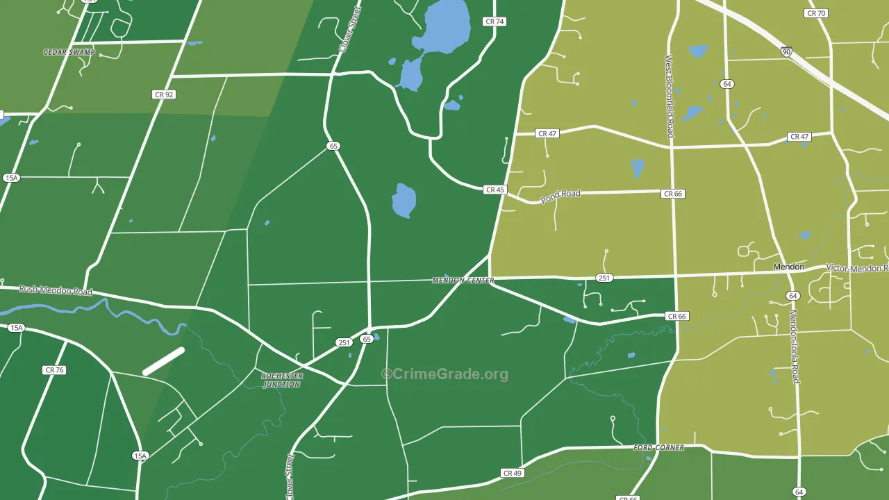 Mendon Center, NY Map of Murder Rates