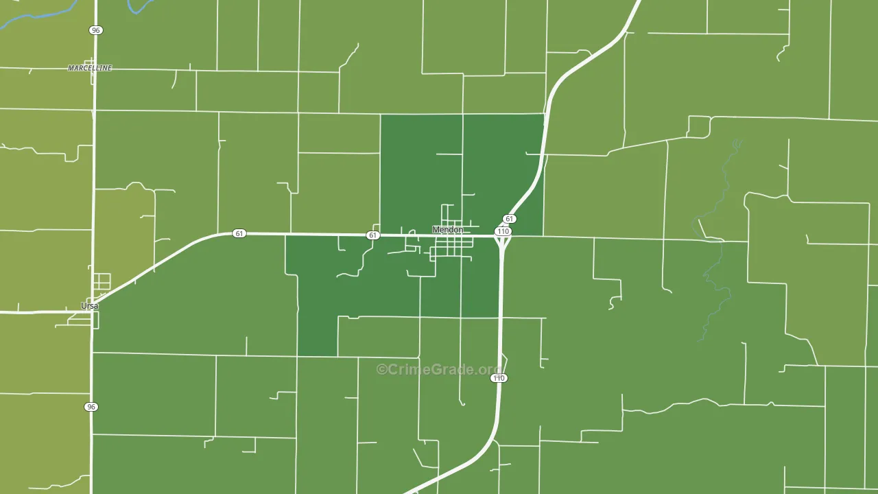 Mendon, IL Map of Murder Rates