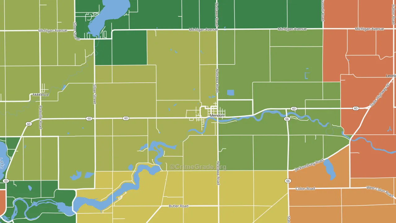 Mendon, MI Map of Murder Rates