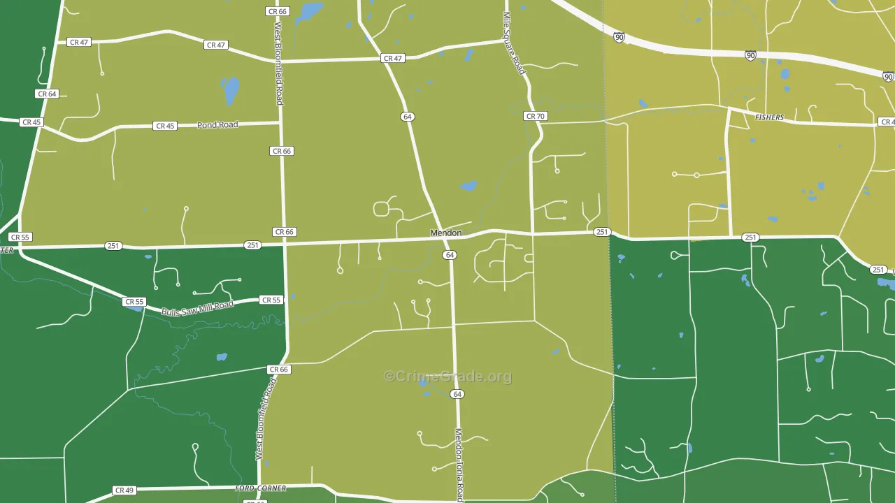 Mendon, NY Map of Murder Rates