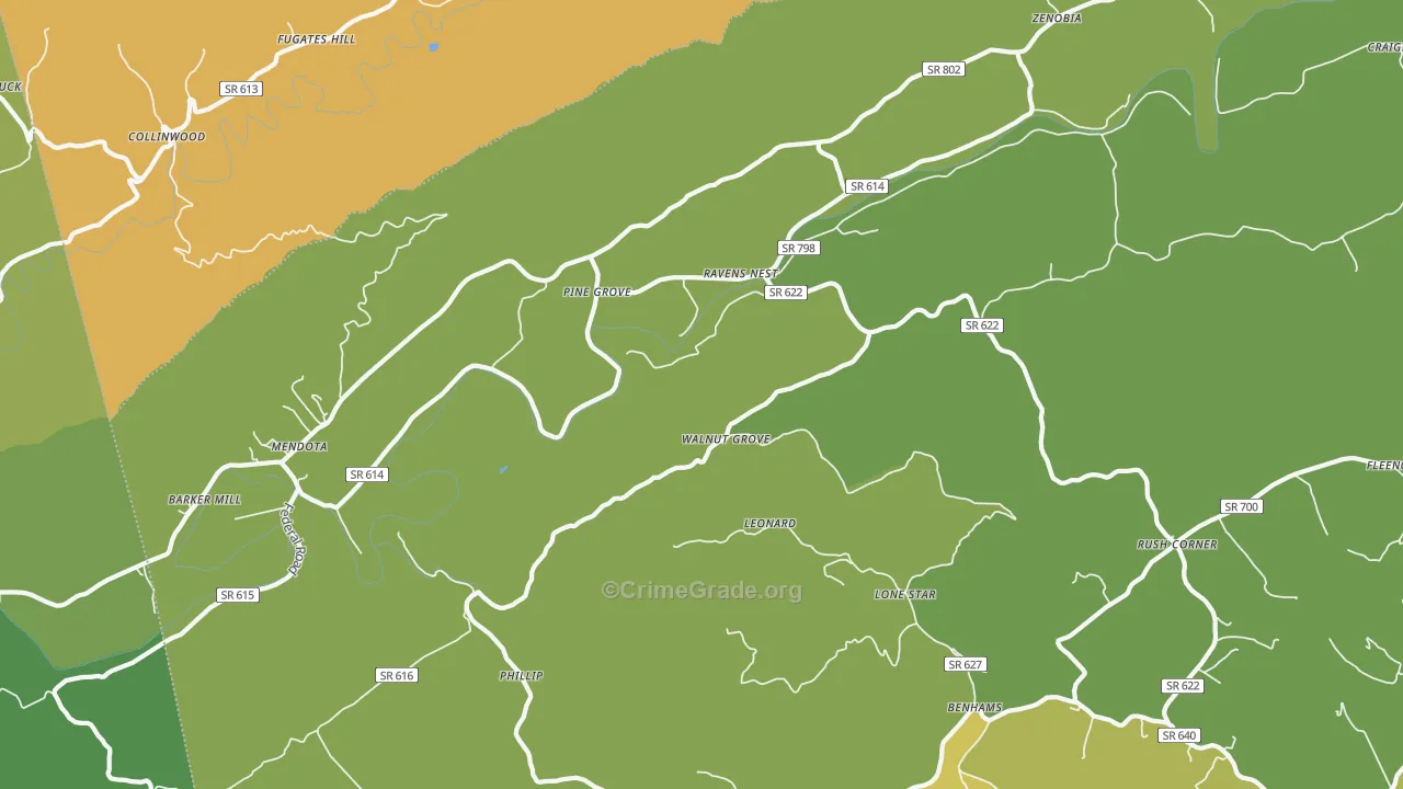 Mendota, VA Map of Murder Rates