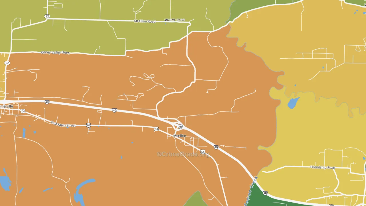 Menifee, AR Map of Murder Rates