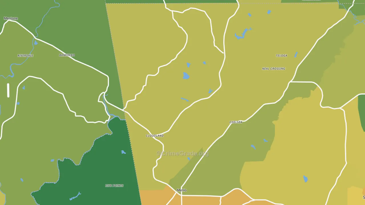 Menlo, GA Map of Murder Rates
