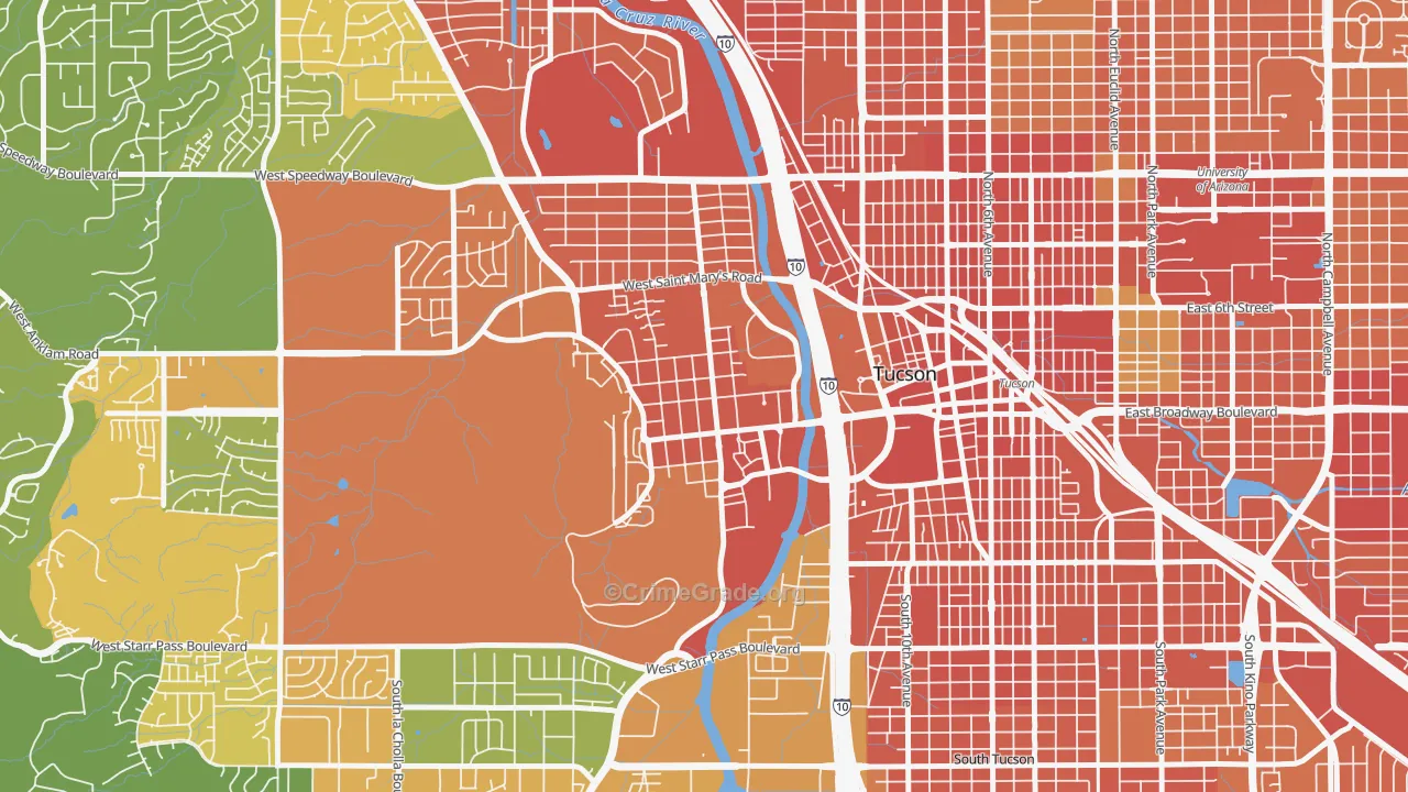 Menlo Park, Tucson, AZ Map of Murder Rates