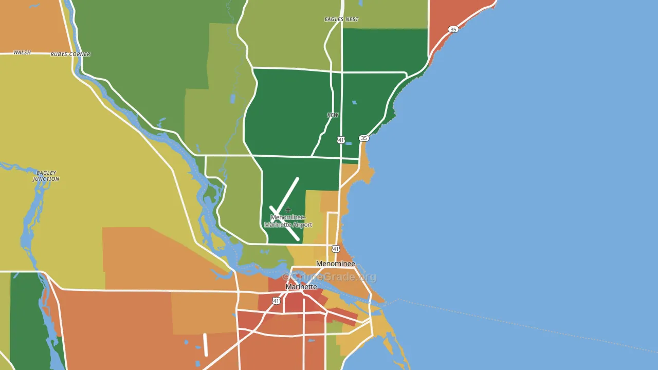 Menominee, MI Map of Murder Rates