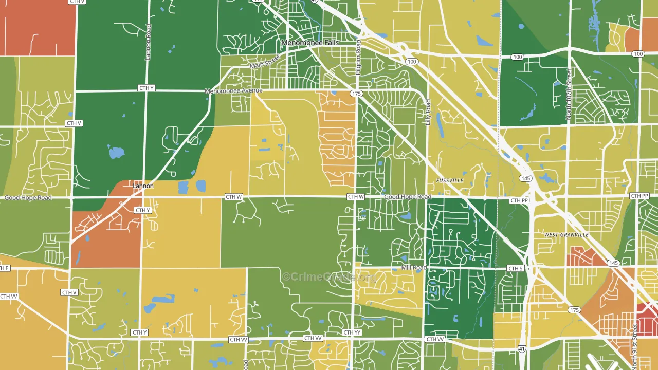 Menomonee Falls, WI Map of Murder Rates