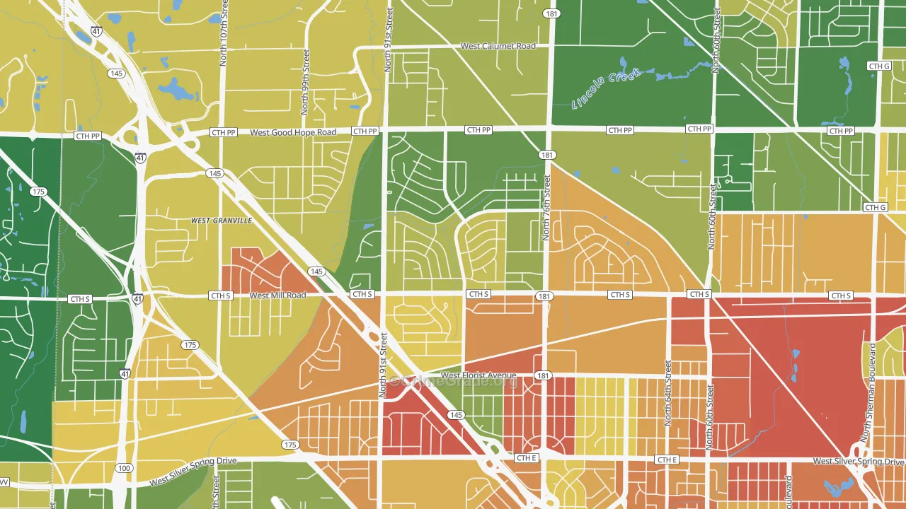 Menomonee River Hills, Milwaukee, WI Map of Murder Rates