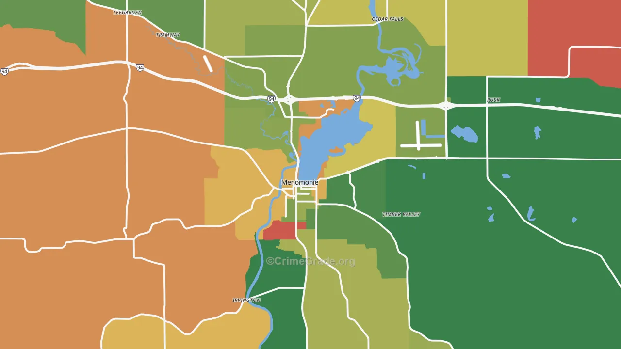 Menomonie, WI Map of Murder Rates