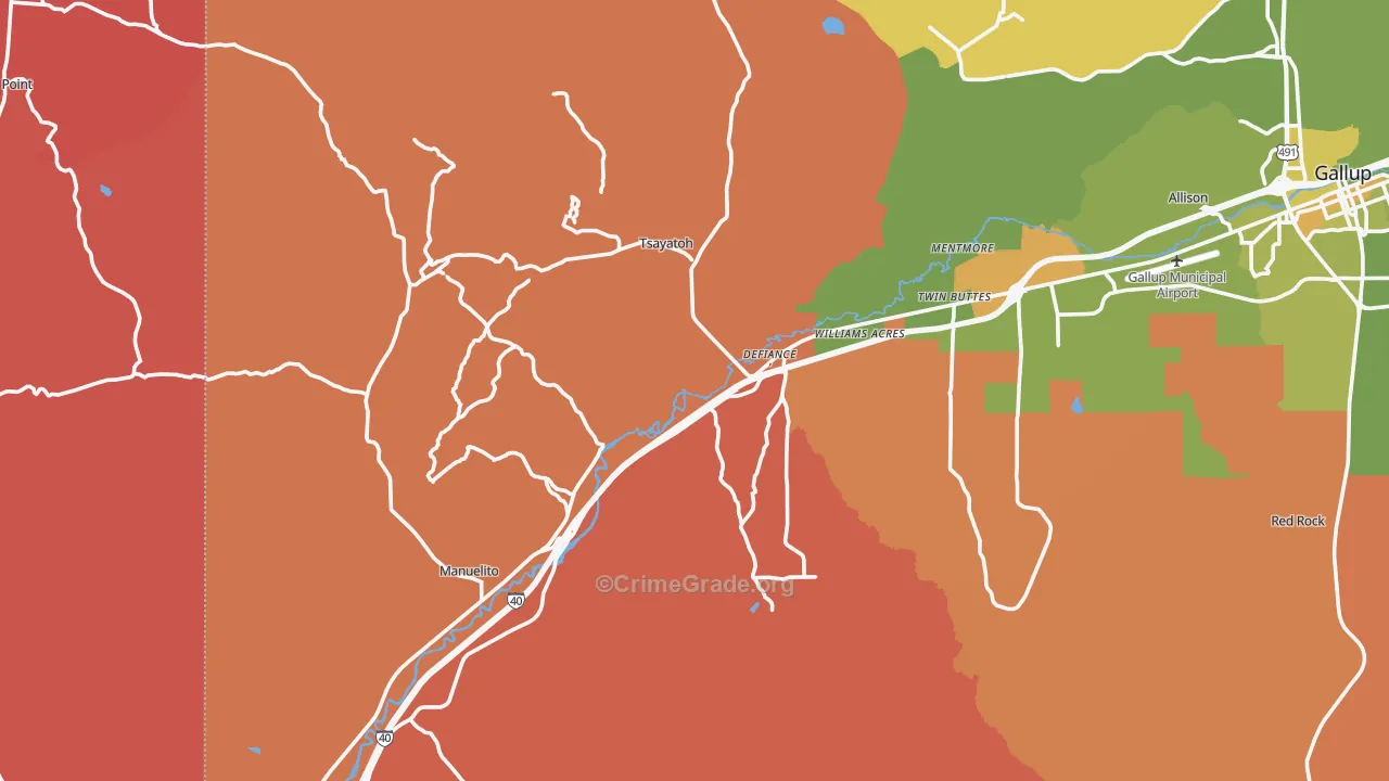 Mentmore, NM Map of Murder Rates