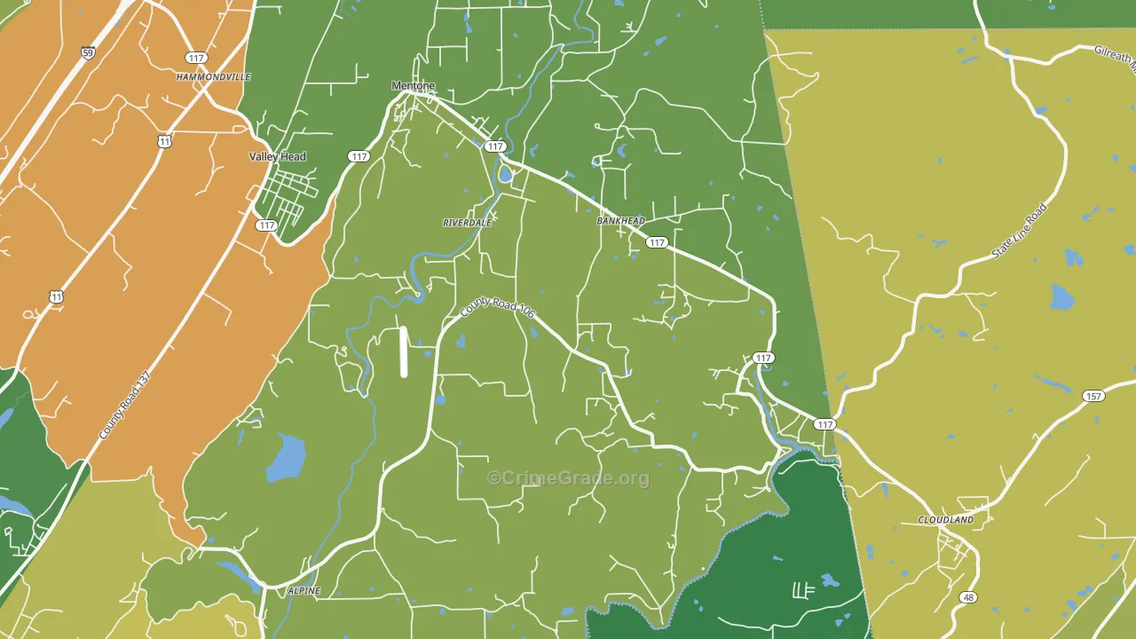 Mentone, AL Map of Murder Rates
