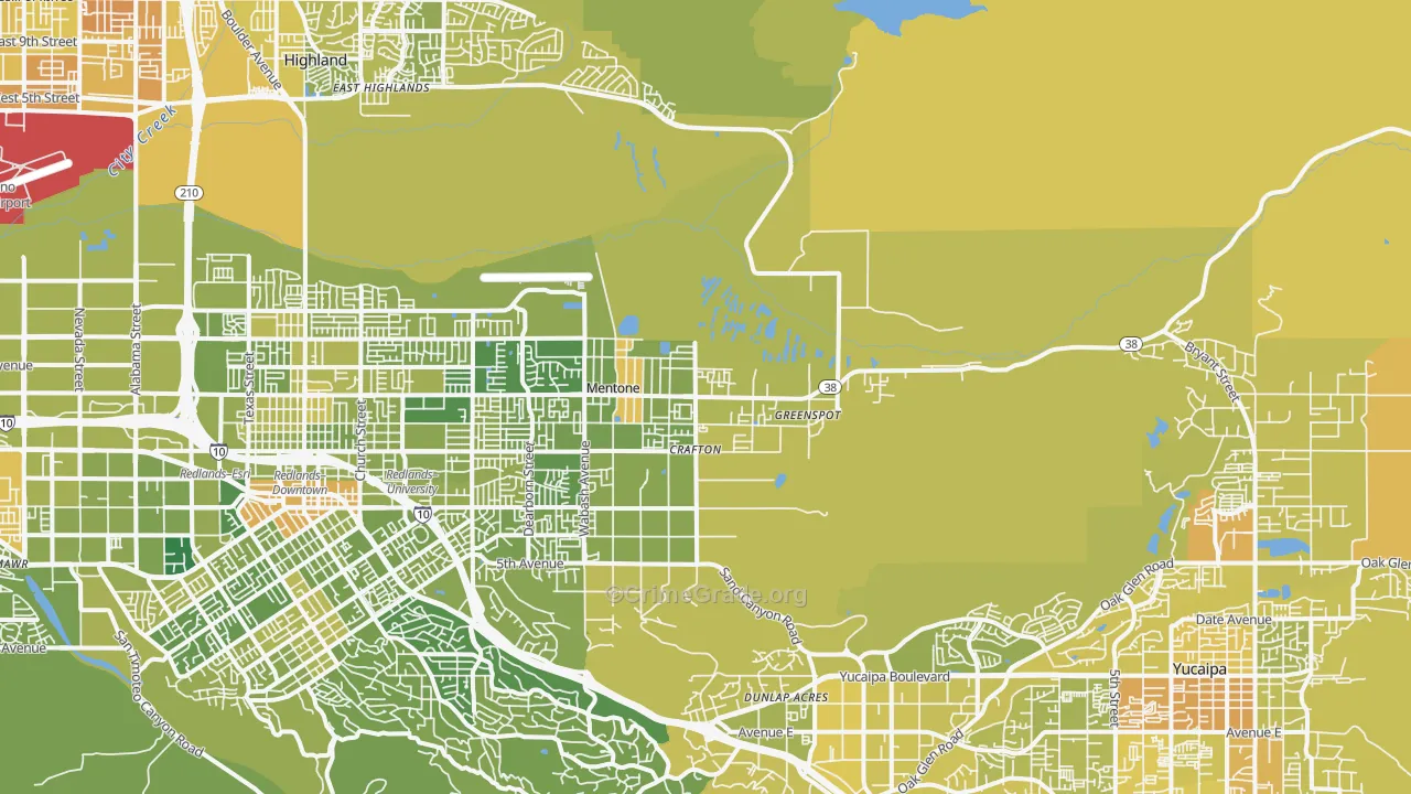 Mentone, CA Map of Murder Rates