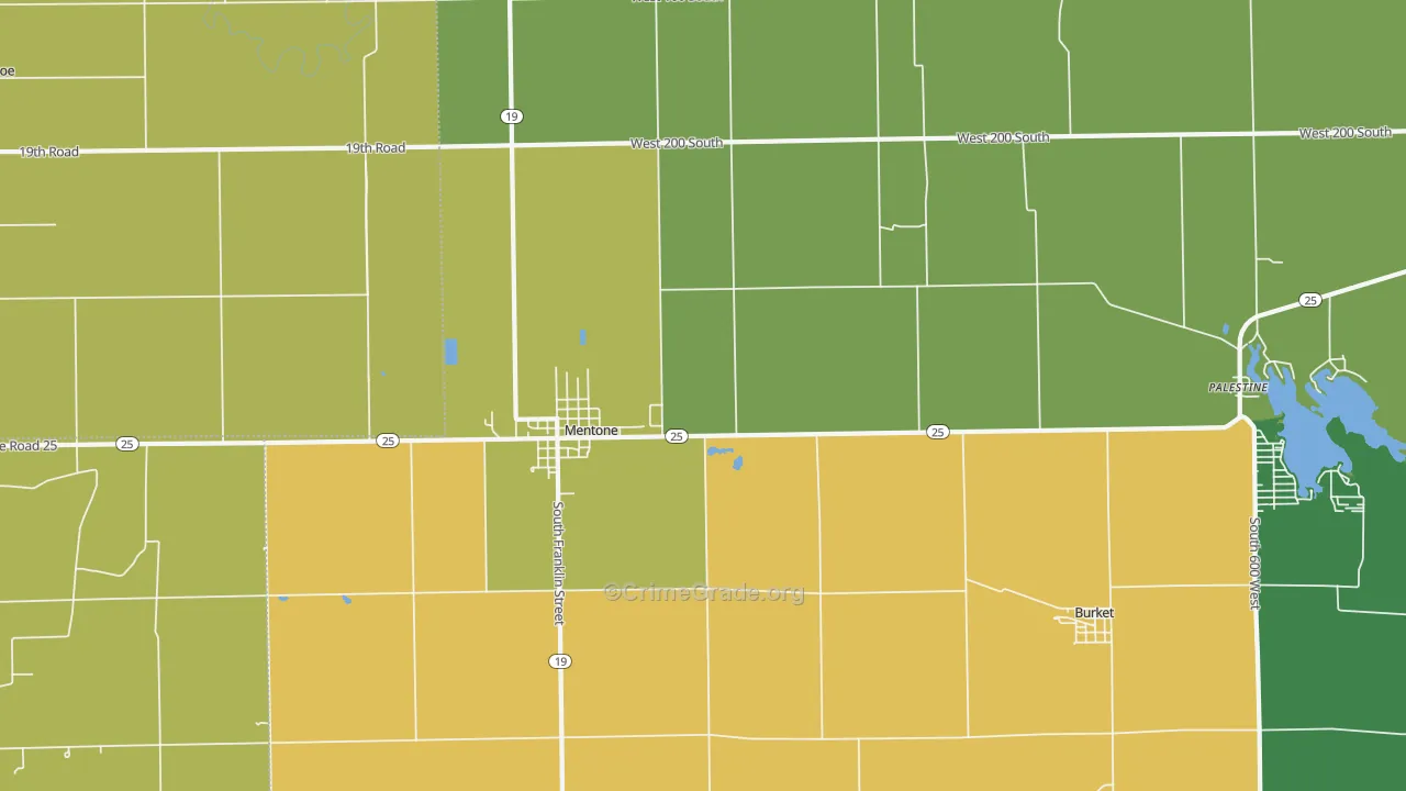 Mentone, IN Map of Murder Rates
