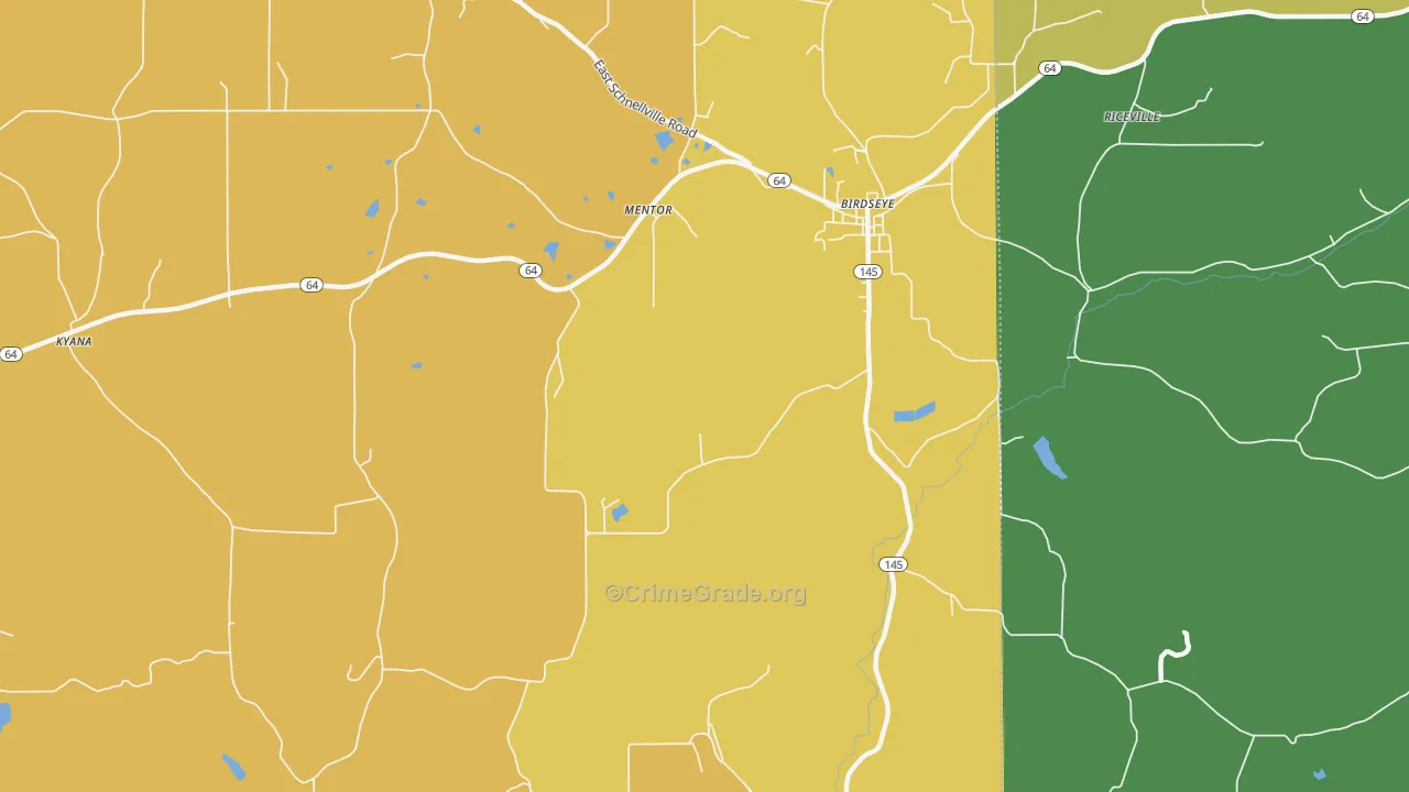 Mentor, IN Map of Murder Rates