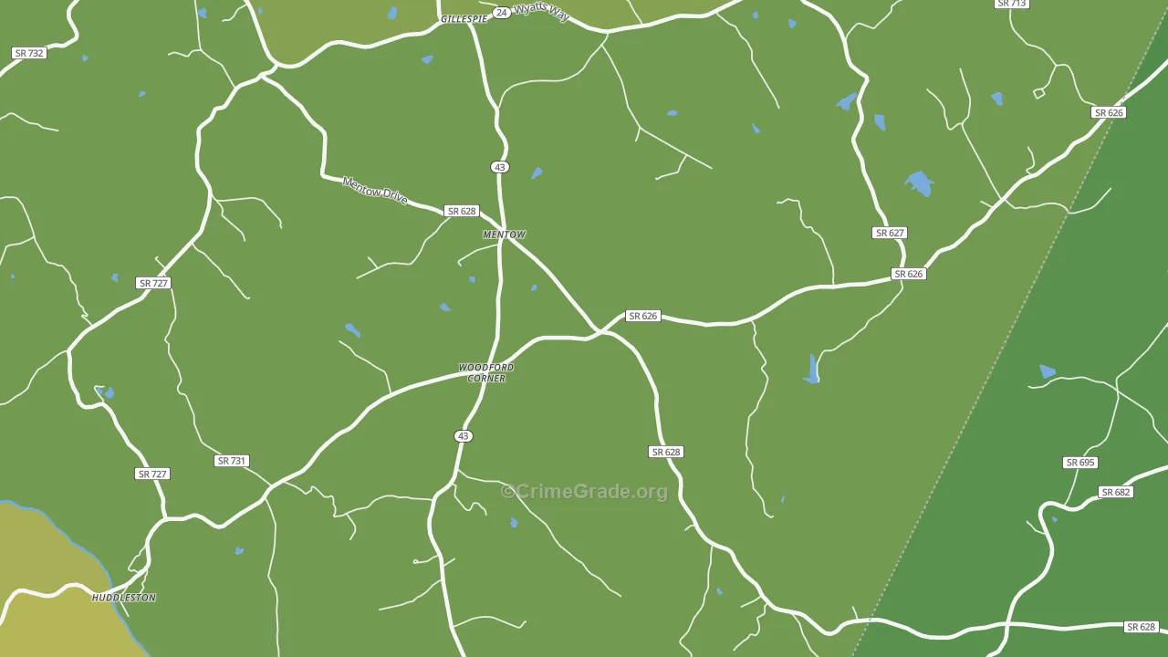 Mentow, VA Map of Murder Rates