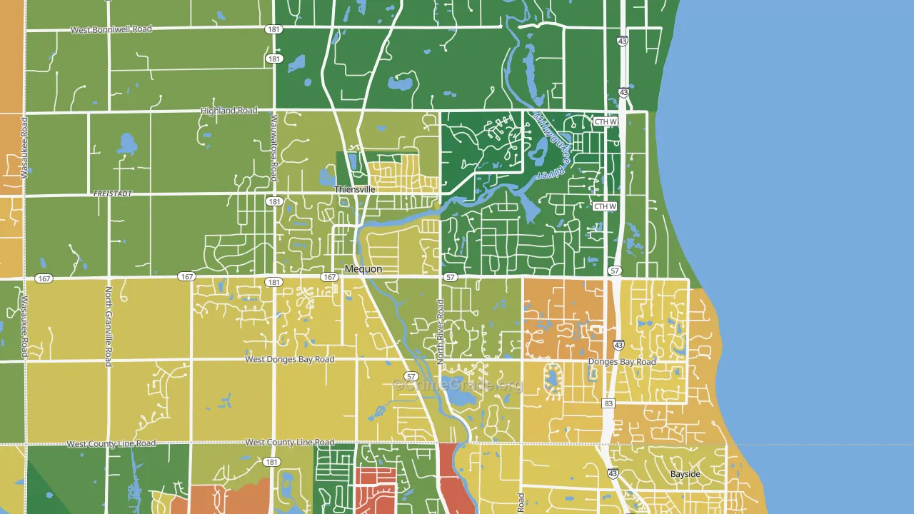 Mequon, WI Map of Murder Rates